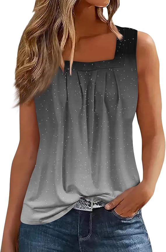 Tank Tops for Women 2025 Square Neck Cute Summer Tops Flowy Workout Athletic Sleeveless Shirts Womens Tank Top