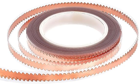PH PandaHall 54 Yards Copper Foil Tape 9.5mm Wide Scalloped Metal Adhesive Tape Double Edged Conductive Adhesive Rose Gold Foil Tapes for Stained Glass Handicrafts Repairs DIY Crafting Supplies