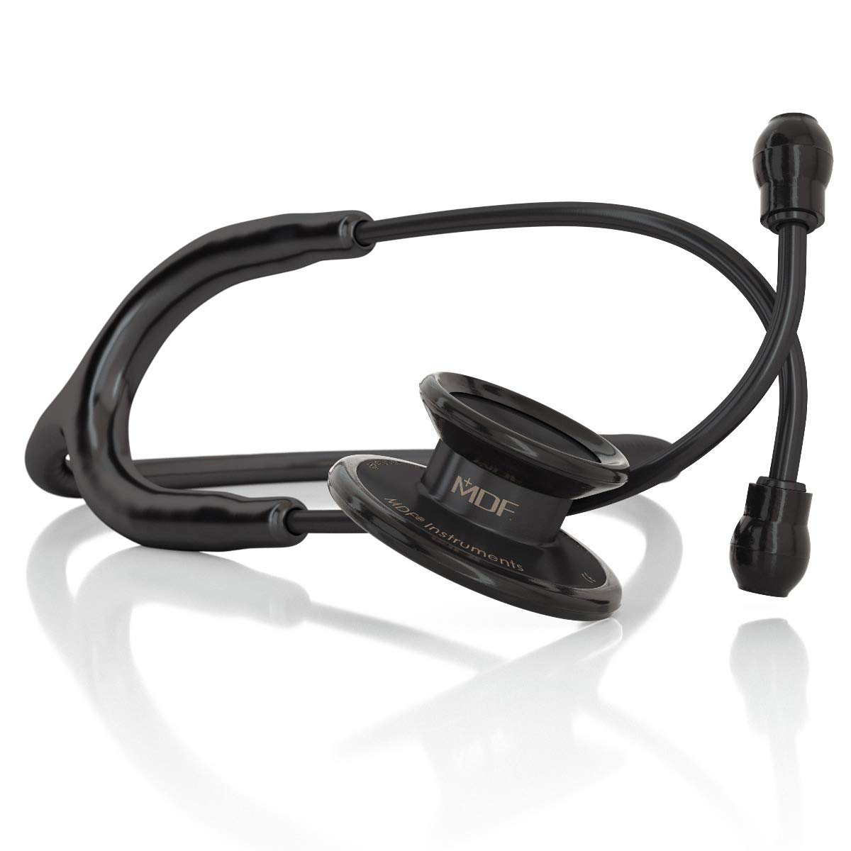 MDF MD One Stainless Steel Stethoscope, Adult, Black Tube, Black Chestpieces-Headset, MDF777BO