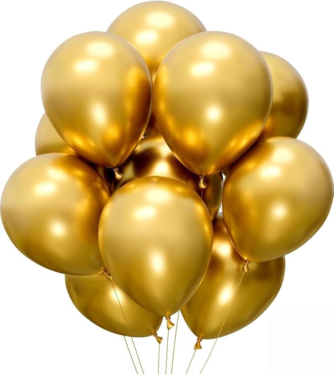 Balon Parlak Metalik Helyum Balon 10 Adet (GOLD)