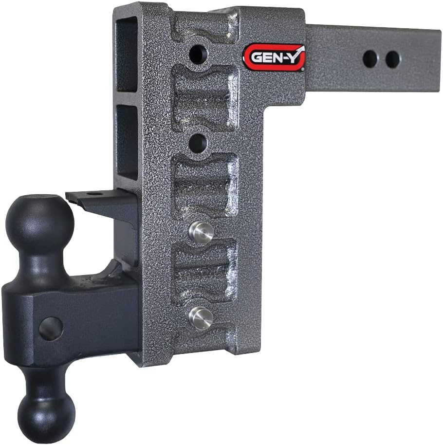 GEN-Y Hitch Adjustable Trailer Hitch Fits 2.5 Receiver - 9 Drop, 21000 LBS Towing, 3000 LBS Tongue Weight, Includes Dual Ball Mount Attachment 2 516 & 2, Pintle Lock, 2 Stainless Steel Pins