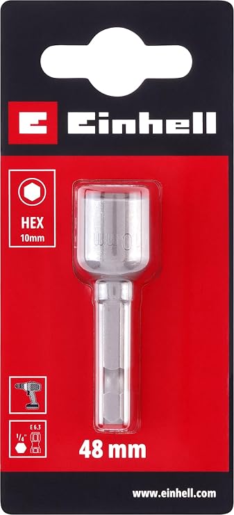 Orijinal Einhell Manyetik Lokma Ucu, 10 mm (Krom Vanadyum Çelik, 48 mm, E 6.3/1⁄4”, Akülü Vidalama ve Matkaplar İçin) - 49135125