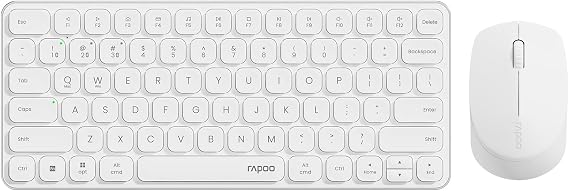 RAPOO 9010M Wireless Keyboard Mouse Set, Multi-Device Wireless, US English Keyboard, Bluetooth 5.0/4.0/2.4GHz, Quiet Click, Connect 4 Devices Simultaneously, Compact, Low Profile Key, Silent