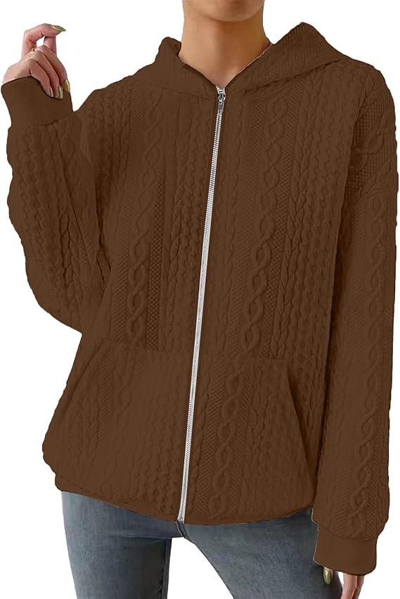 TBA Zip Up Cardigan Sweatshirts for Women Long Sleeve Lightweight Hoodie Oversized Casual Hoodies Sweater Fashion Jackets
