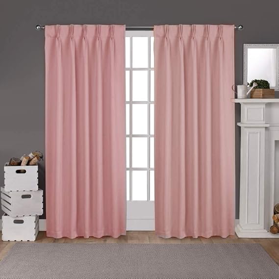 KEMCO Double Pinch Pleat Blackout Curtains 100% Polyester Thermal Insulated Room Darkening Window Panels (Rose Gold, 26 Inch Wide by 72 Inch Long- 1 Panel)