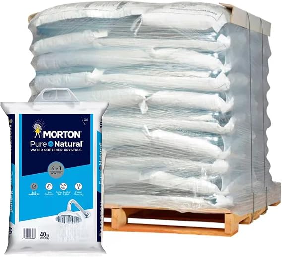 Morton Pure and Natural Water Softener Crystals 40lb Bulk Pallet 56 Bags