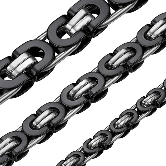 ChainsHouse Flat Byzantine Link Chain Necklace for Men Jewelry Gift