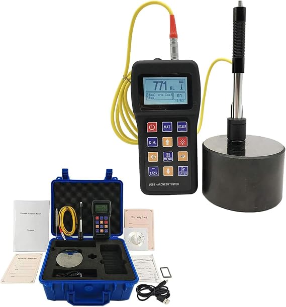 Portable Leeb Hardness Tester Kit with Test Block, Hardness Testing Equipment, Rockwell Metal Hardness Meter Durometer, Highly Accurate Metal Hardness Tester with Sensor