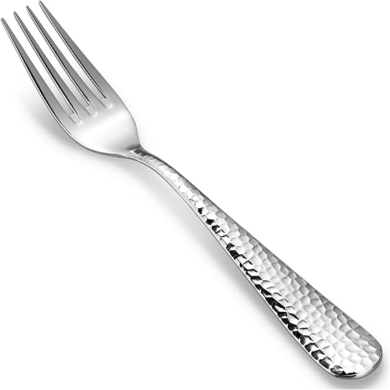 KEAWELL Premium Louise Hammered 4-Piece Fork Set (4, 7.28" Salad Forks)