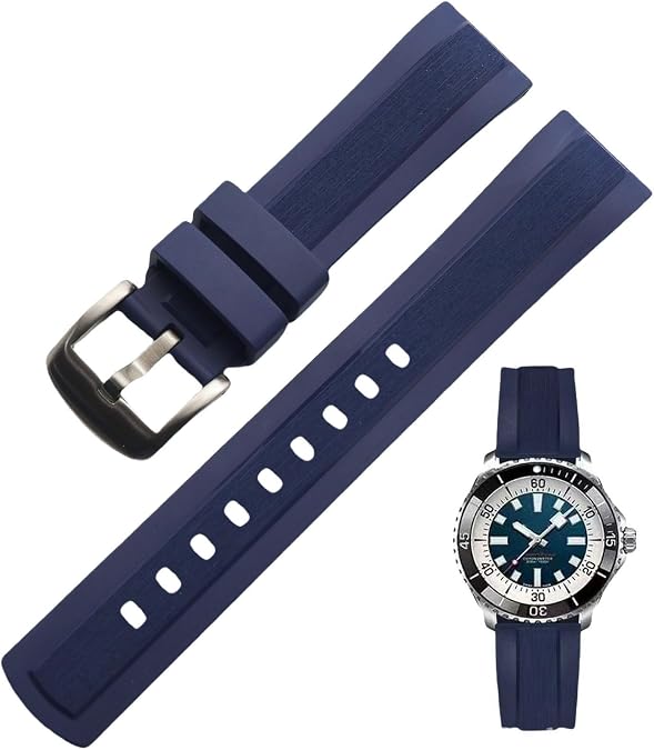 FKM Rubber Watch Strap Double Textured Brushed Fluororubber 20mm 22mm Quick Release Soft Durable Breathable FKM Rubber Strap Universal Replacement Band for Men Women