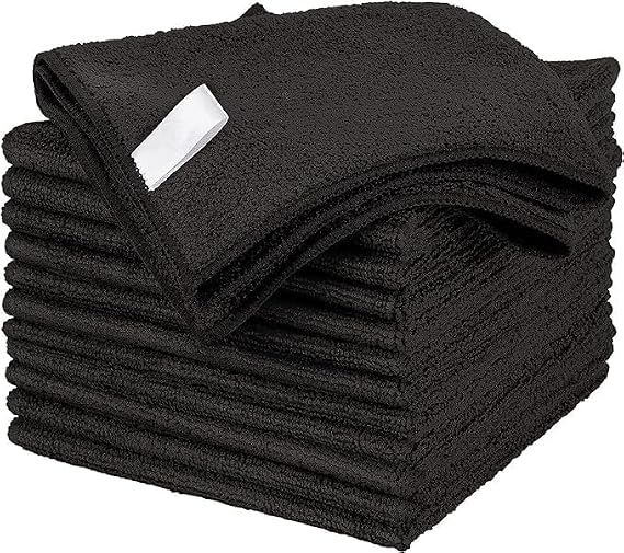 Clim Profesional 12 Black Microfibre Cloths 15 x 40 cm Reusable