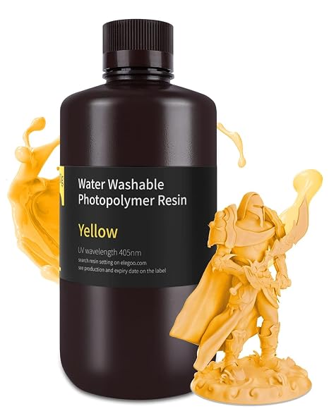 ELEGOO Water Washable 3D Printer Resin Yellow 1000g