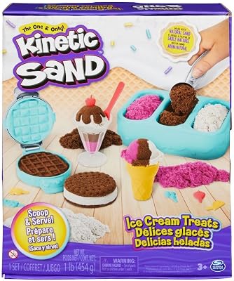 Kinetic Sand Sable Magique - Ice Cream Delices Set 454 g  6 Tools - Create Different Hypnotizing Shapes with This Magic Sand Like Modeling Dough - Childrens Toy 3 Years and Above