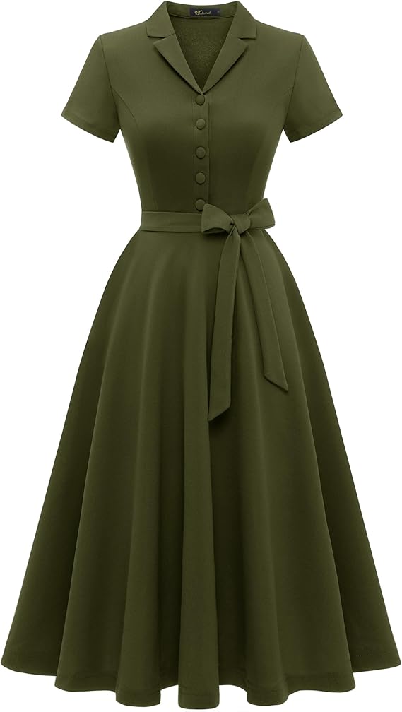Wedtrend Women's Vintage Tea Dress, Short Sleeve Cocktail Party Dress Work Church Casual Dress