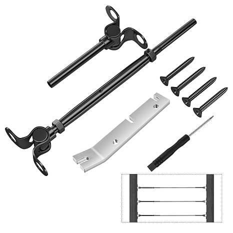 CKE 10 Pairs 1/8" Black Cable Railing Hardware Kit Swage Toggle Turnbuckle for Wood Post, T316 Stainless Steel Black Deck Cable Railing System Angle 180 Adjustable Black Deck Railing for Stairs BCR25