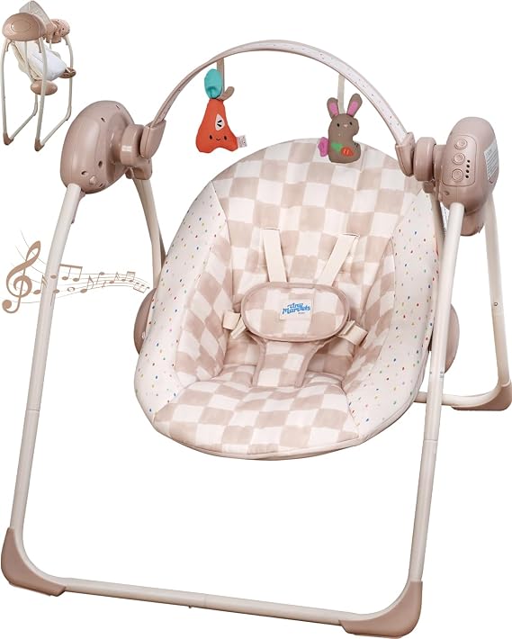 Baby Swings for Infants, Tiny Marvels Foldable Swing with Music,0-9M, 20lbs