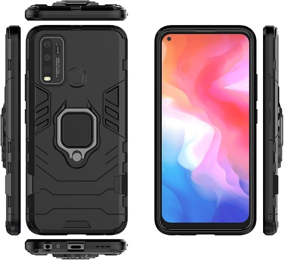 Case for Vivo Y30 Case Cover,360 Degree Rotating Ring Holder Kickstand with Magnetic Car Mount Case for Vivo Y30 2020 1938 Case Black