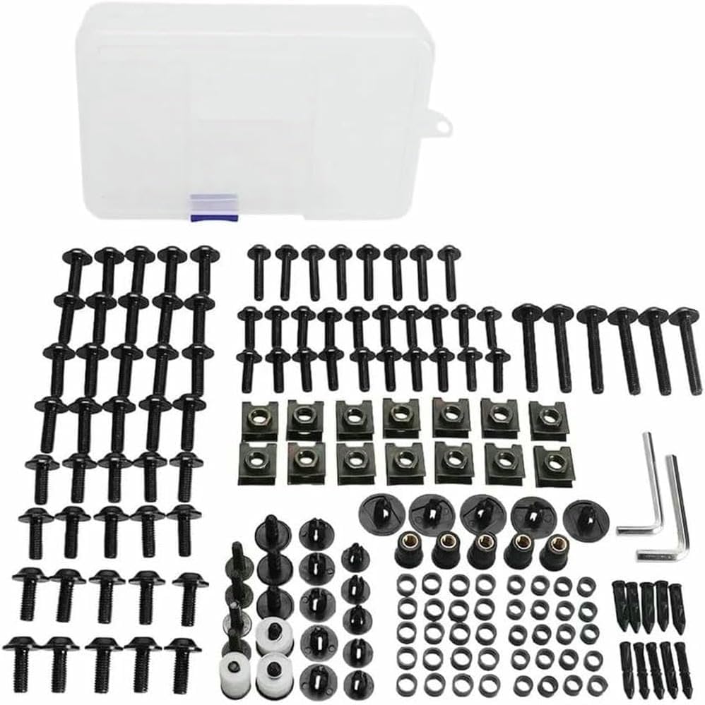 177pcs Bolt Kit Motorcycle Full Fairing Bolt Kit Fits Kawasaki ZXR400 ZZR ZZR1200 ZZR1400 ZZR250 ZZR400 ZZR600 Z800 Fairing Screws Nuts Steel