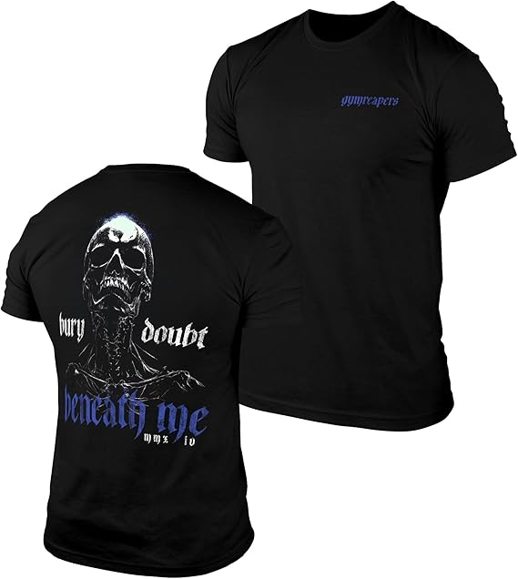 Gymreapers Skull Moisture Wicking T-Shirts for Men - Short Sleeve Workout Gym Shirts - Running Athletic Tees & Dry Fit Tshirt