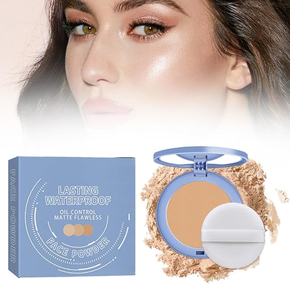 Beauty Powder Cake for Makeup Hold, Face Powder Makeup for women, Waterproof Matte Perfection Pressed Powder for Achieve a Flawless Matte Complexion (Pure Beige, 0.35 FL OZ)