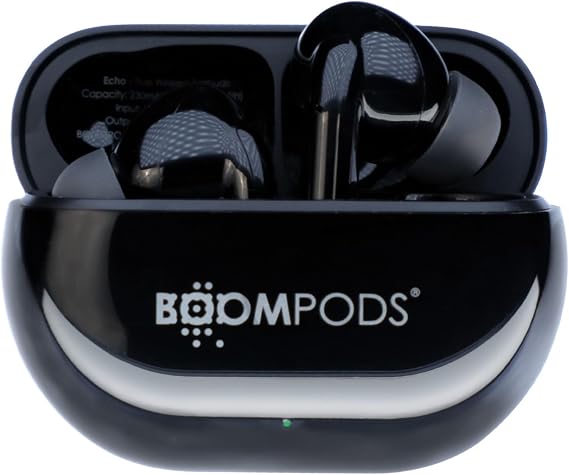 Boompods Echobuds Mikrofonlu Gerçek Kablosuz Kulaklık, Geri Dönüştürülmüş Plastikten Bluetooth Kulaklıklar, Mikrofonlu Kulak İçi Kulaklık Tomurcukları, IPX4 Dereceli TWS Kulaklık, 19 Saat Çalma