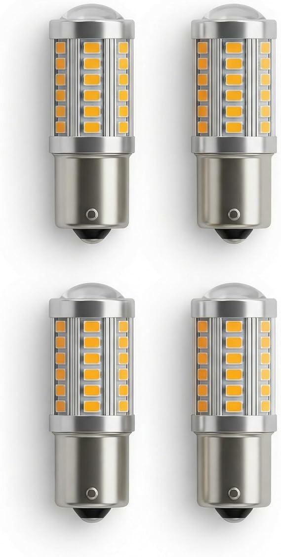 4PCS 1156 BA15s LED Bulb, Amber Turn Signal Light with Bright Output and Waterproof Housing, PY21W LED Bulb for Easy Install, for Turn Signal Lights Indicator Bulb Reverse Signal Bulb