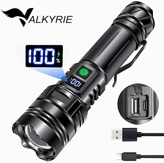 Valkyrie Profesyonel Şarjlı LED El Feneri – Güçlü Avcı Feneri, Uzun Pil Ömrü, Dayanıklı TasarımAvcı Feneri