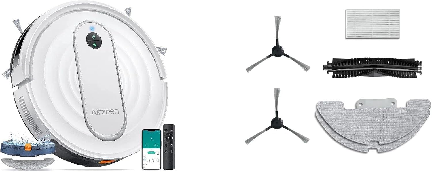 Robot Vacuum and Mop Bundles with J10 Replacement Parts - Main Brush, Filter, Washable Mop2, Side Brush2 Accessory Kit