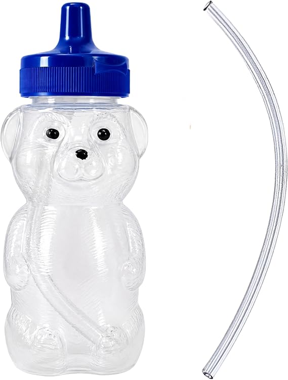 TalkTools Honey Bear Straw Cup with Handle, 5oz Soft Straw Trainer for Babies & Toddlers 4+ Months Easy-Grip, Dishwasher Safe.
