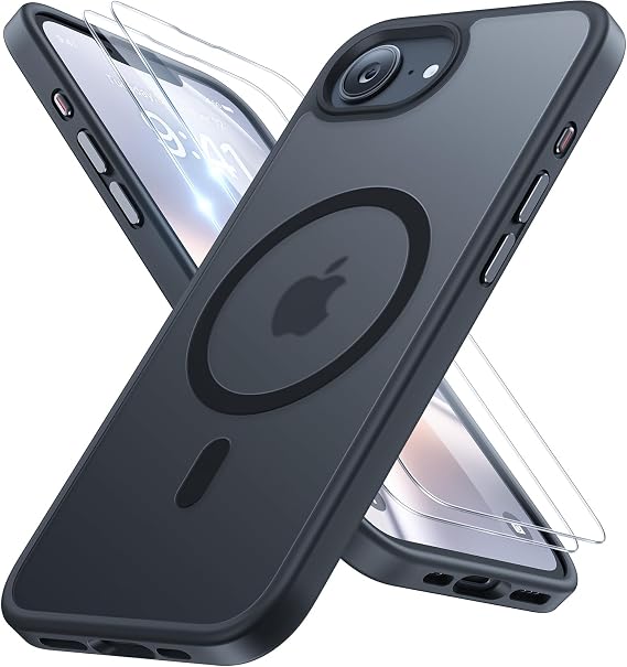 Miracase for iPhone 17e & 16e Case with MagSafe & 9H+Screen Protector,Black
