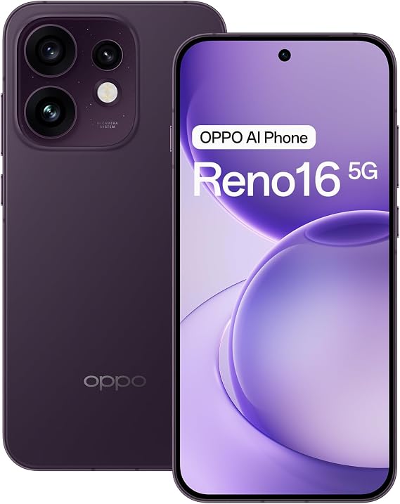 OPPO Reno16 5G Smartphone 8+512GB 6000mAh 120Hz 50MP, Purple Black
