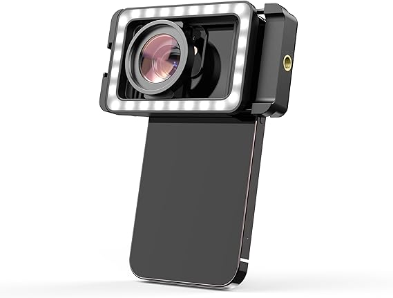 APEXEL 15X Macro Lens for iPhone with LED Fill Light, Samsung, Android Phone, with Universal Lens Clip Attachment (Fits for Almost Smartphone) | For insects, outdoor, flowers, product details. Built-in 360 light works in dark for phones without macro, fits most phones