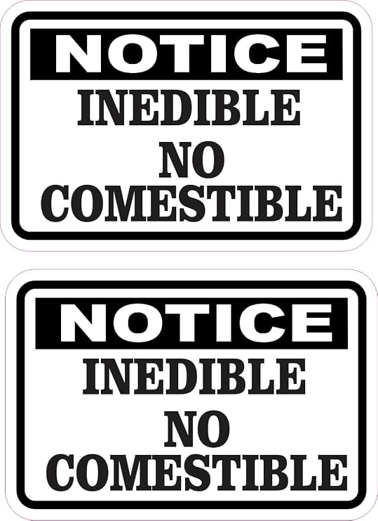 StickerTalk No tible Inedible Vinyl Stickers, 1 Sheet of 2 Stickers, 3 inches by 2 inches Each