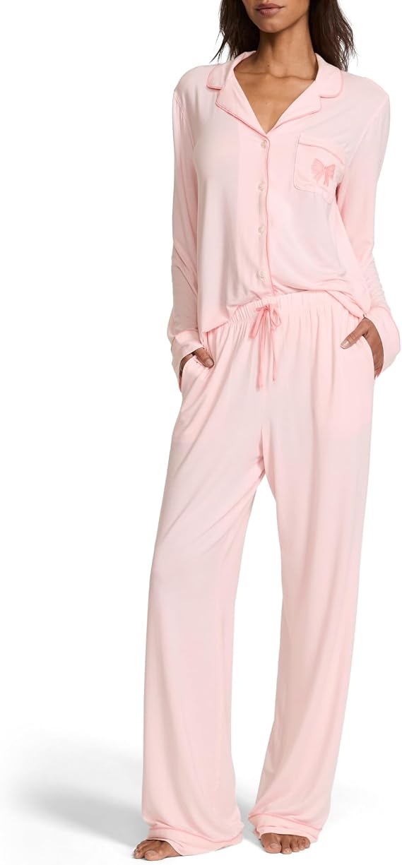 Victoria's Secret Women's Modal Pajama Set, Long Sleeve Button Down Shirt & Pants