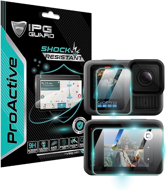 GOPRO HERO13 Kamera için 9H Nano IPG ProActive Ekran Koruyucu (2 Adet), Pürüzsüz Cam Bitiş, Ultra Duyarlı Dokunmatik Hassasiyet