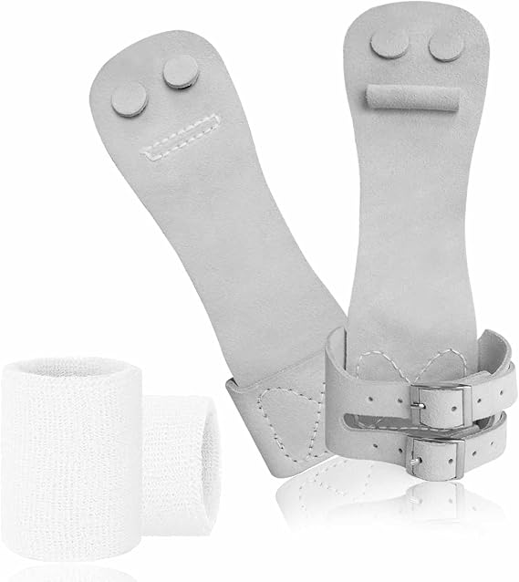 FINGER TEN Gymnastics Hand Grips 1 Pair, Double Buckle with Wristbands | Palm Protection on Bars, Wrist Support During Training, Reduces Hand Friction, Comfortable Fit, Ideal Gymnastics Aid