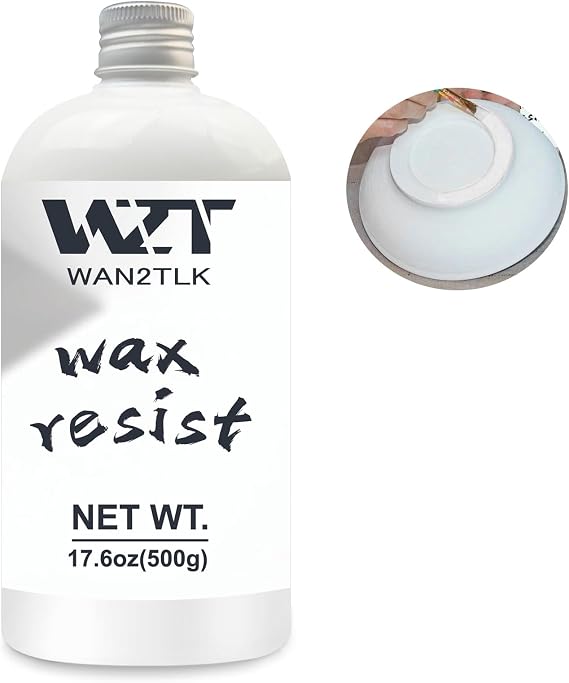 WAN2TLK 500ml Ceramic Wax Resist for Pottery Glaze, Clay Glaze, Slip Clay - Use Pottery Wax Resist with Underglazes in Pottery Kiln - A Must-Have for Beginners and Professional Potters