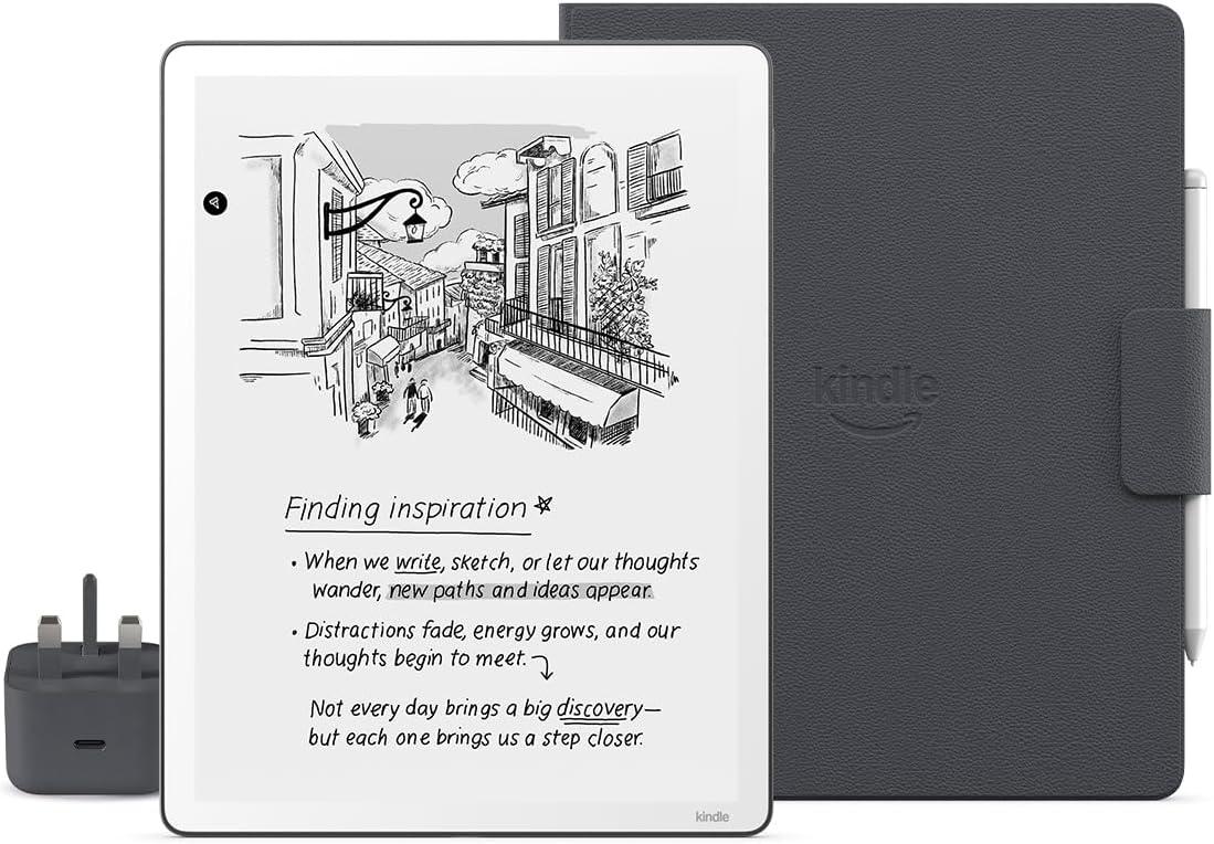 New Amazon Kindle Scribe 32 GB (Graphite) + Premium Pen + Executive Folio Premium Leather Cover (Graphite) + USB-C Charger