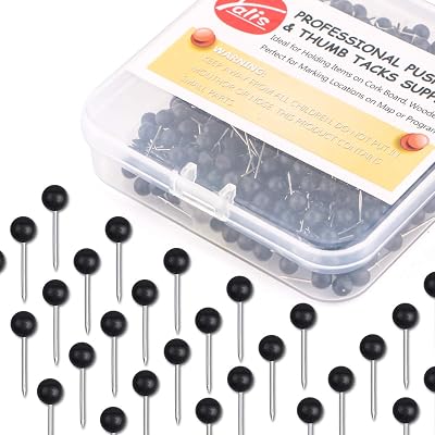 Yalis Push Pins Map Tacks 18-Inch Assorted Color Beads Head Map Marking Push Pins,500-count Black