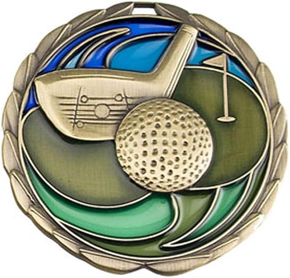 Golf Award Medals, Golf Touranment Medallion Gold Medals - Multiple Options in Quantities 1-50 -Custom Neckbands