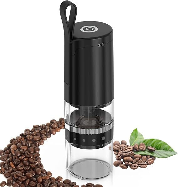 Coffee Grinder, Electric Portable Coffee bean Grinder, Adjustable Burr Mill with 5 Precise Grind Setting for Drip Espresso PourOver and More (Black)