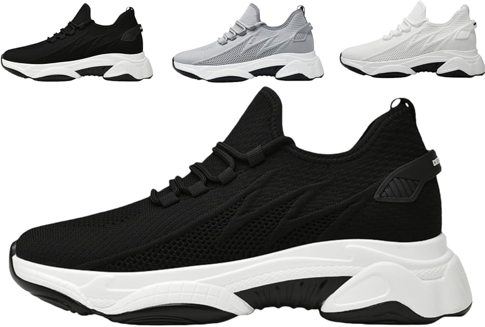 Elevate Shoes 10 cm for Men and Women Sports Shoes Height Increase 4-10 cm Options + 4 cm + 6 cm + 8 cm + 10 cm, Black 10 cm, 6 UK
