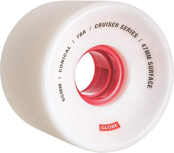 Red & White Conical Cruiser Wheels - 65mm by GLOBE HARDGOODS