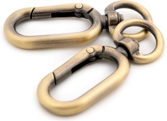 Opening Metal Spring Snap Hooks Clip, 10 PCS Trigger Spring Keyring Buckle for DIY Key Chains, Bags, Purses (Brushed Brass)