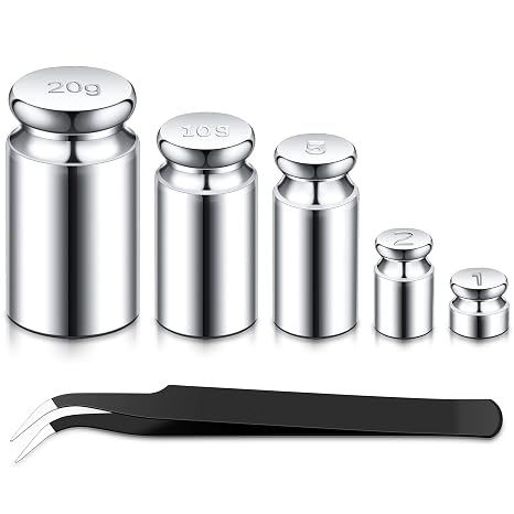 Calibration Weight 1g 2g 5g 10g 20g Calibration Gram Scale Weight Set for Digital Scale Balance and 1 Piece Calibration Weight Tweezer