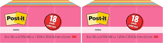 Post-it Notes, 1.38 x 1.88 in, Poptimistic Collection, 18 Pads (Pack of 2)