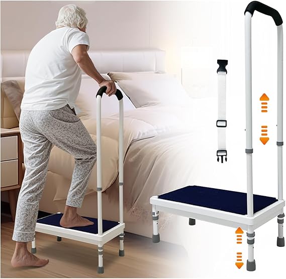 Bed Steps for High Beds for Adults Bedside Stool with Handle for Elderly