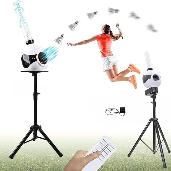 Portable Badminton Training Machine,Automatic Shuttlecock Feeder Badminton Training Device with Serving Frequency 3-10s / Ball for Practicing for Beginner, Indoor Outdoor Training