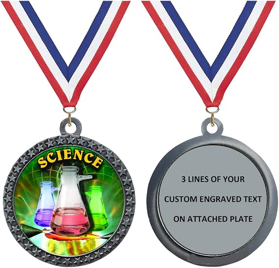 Express Medals Engraved 1 to 50 Packs Engraved Science Silver Medal Trophy Award with Personalized Custom Text LD212-FCL534