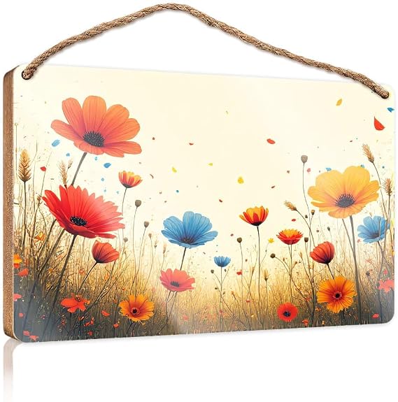 Kitchen Sign Decor Colorful Flowers Bloom In The Field. Man Cave Furniture Western Home Decor(20X30CM)